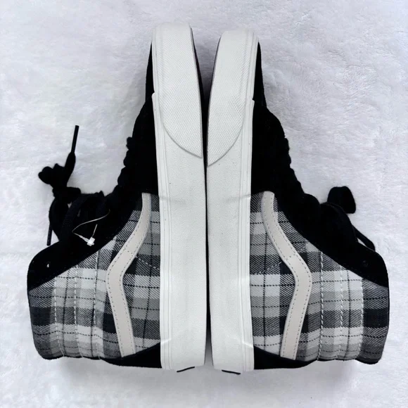 VANS SK8-Hi Grunge Black & Gray Plaid High Top Sneakers--NEW--7W - Picture 6 of 12